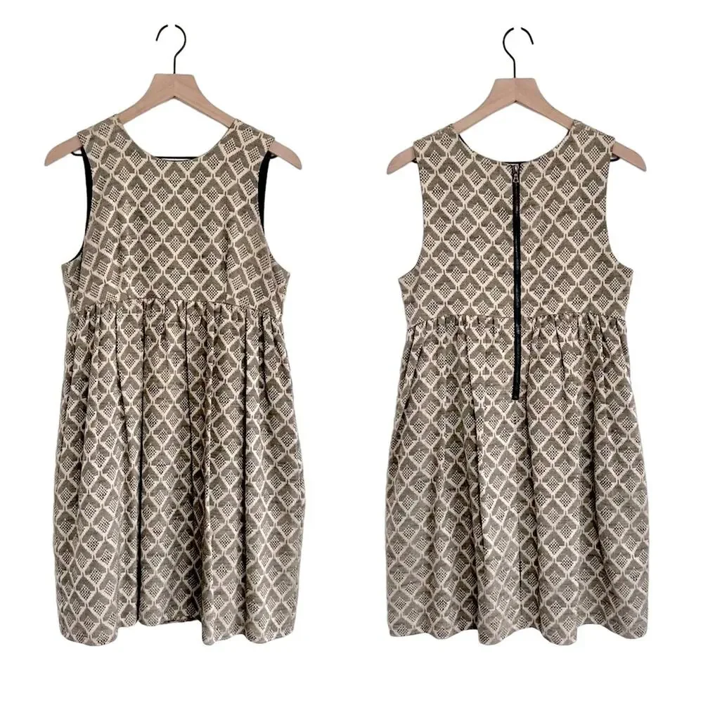 Jenni Kayne Green and Gold Sleeveless Mini Dress Size 6